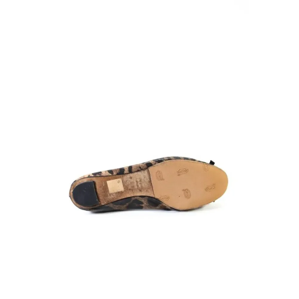Dolce & Gabbana Womens Faux Leather Leopard Print Ballet Flats Brown 37.5 7.5_4